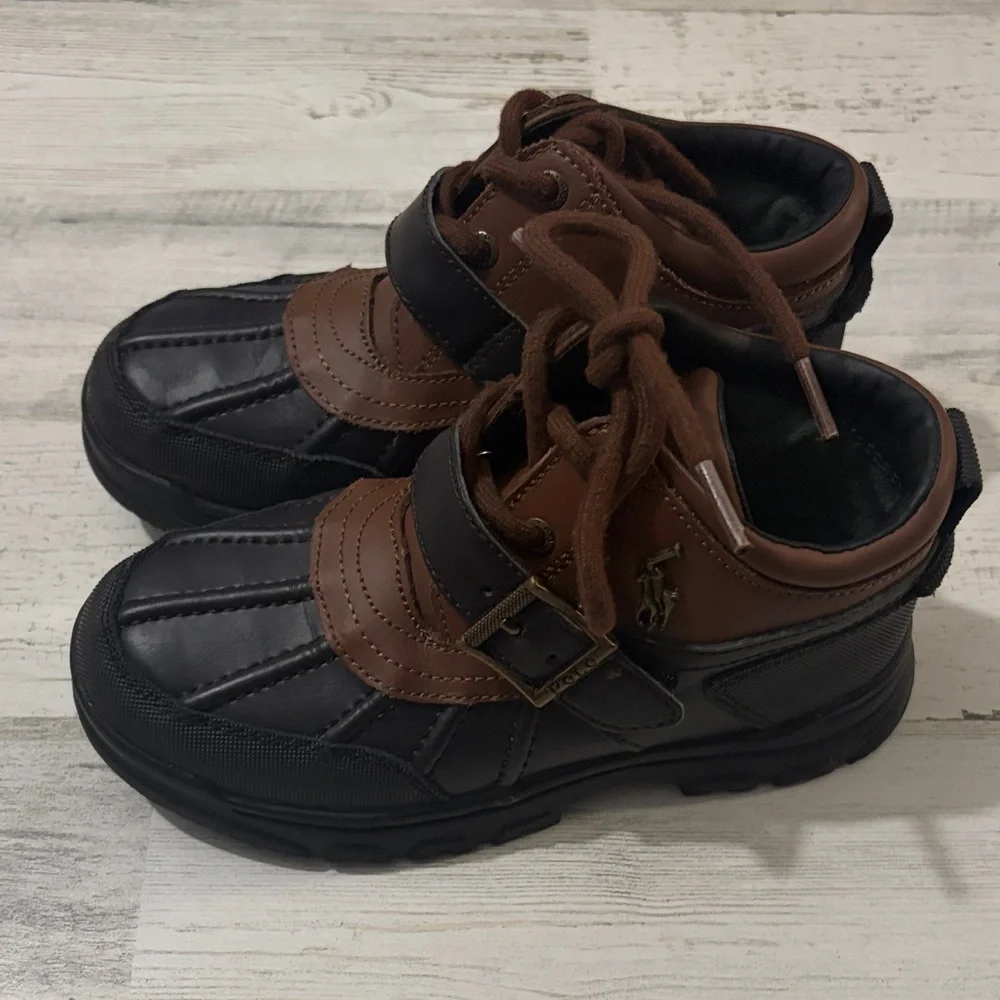 Polo by Ralph Lauren Black and Brown Kids Boots Size 13